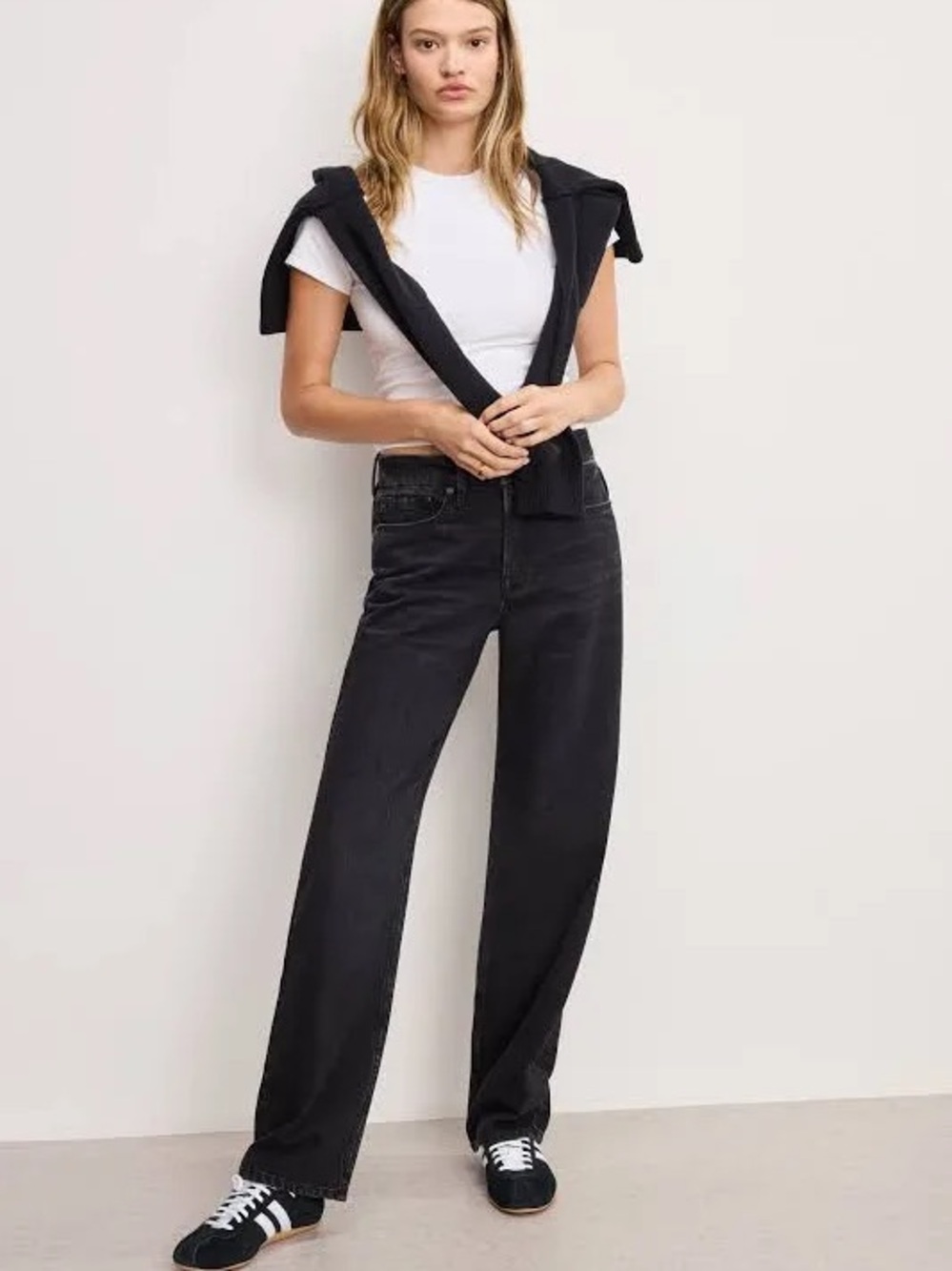 GOOD AMERICAN NWT 90’s Relaxed Jeans Black High-Rise Straight Leg Size 16